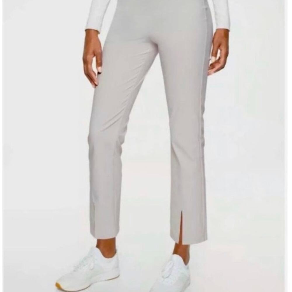 ATHLETA Sz 12 Wander Slim High Rise Straight Cropped Split Pants Granola Girl